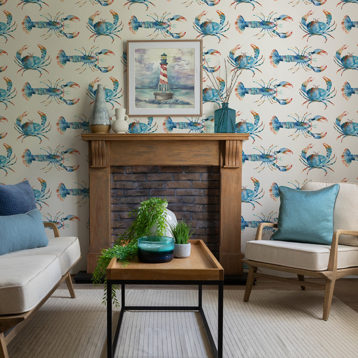 Crustaceans Wallpaper Cobalt