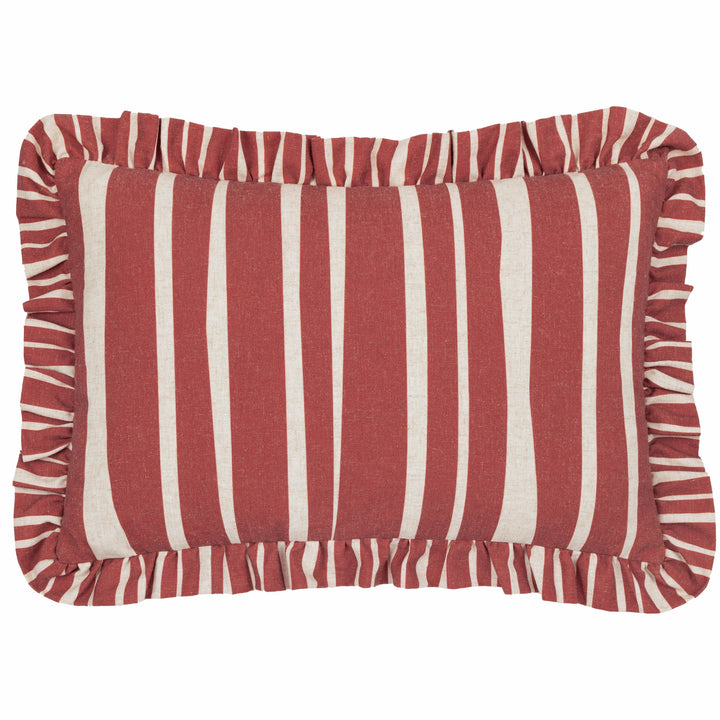 CARMON STRIPE 40X60 CUSHION CASE LINEN/RED