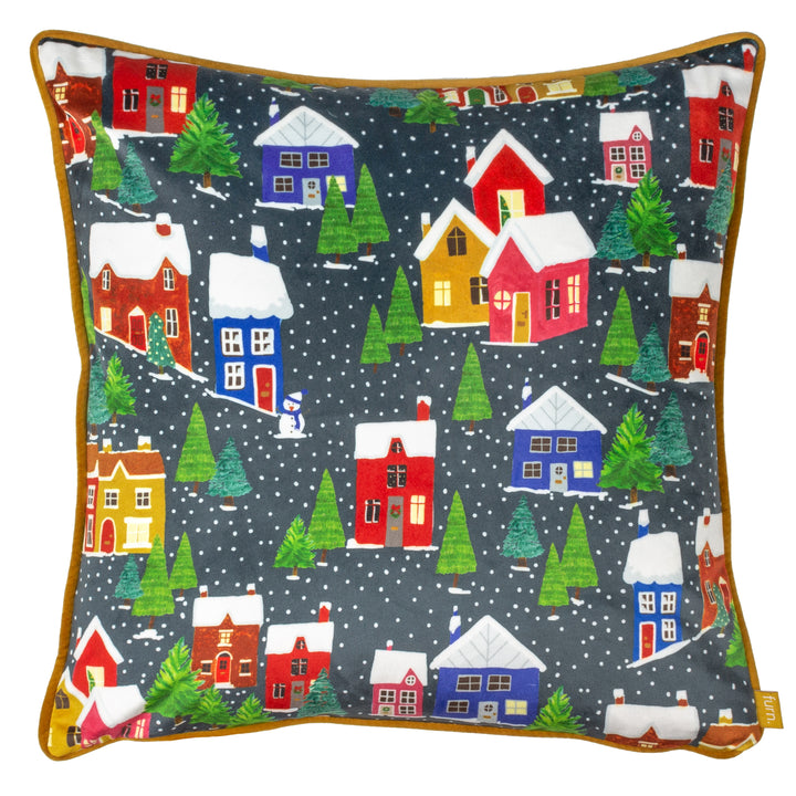 CHRISTMAS TOGETHER TWILIGHT TOWN 43X43 CUSHION CASE MULTI
