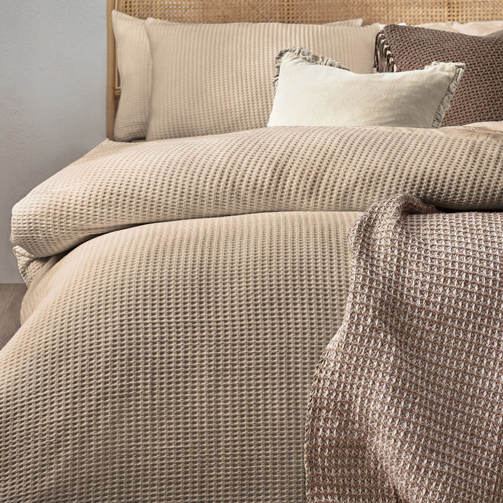 Chunky Waffle Double Duvet Set Linen - image 2
