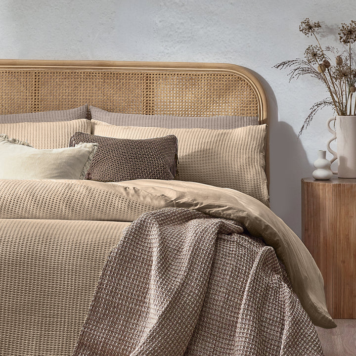 Chunky Waffle Double Duvet Set Linen - image 4