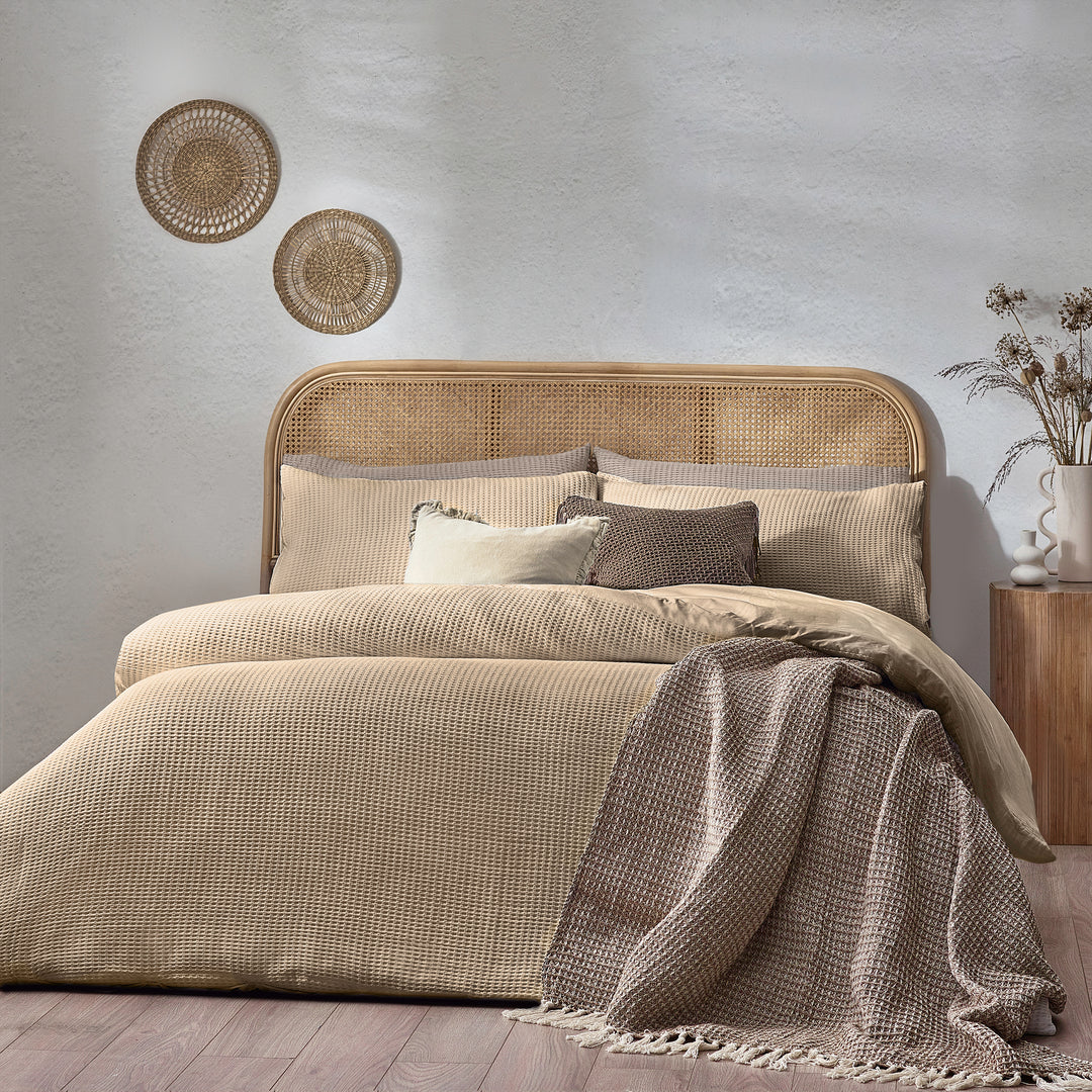 Chunky Waffle Double Duvet Set Linen