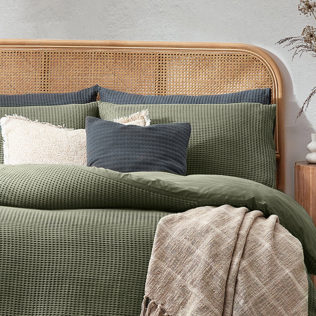 Chunky Waffle King Size Duvet Set Eucalyptus - image 3