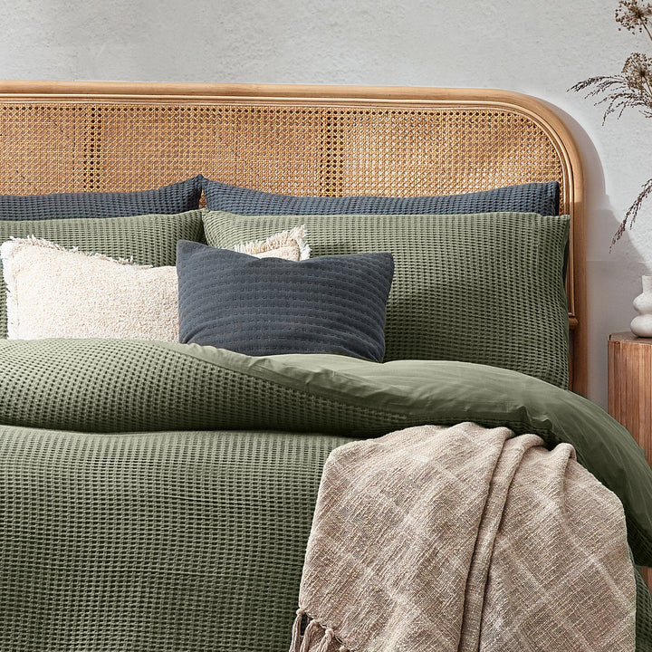Chunky Waffle King Size Duvet Set Eucalyptus - image 3