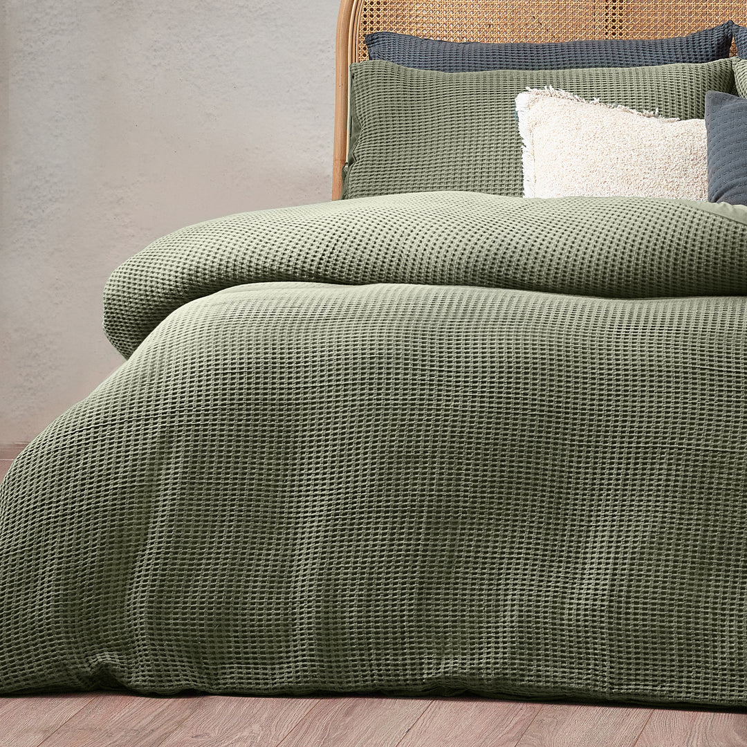 Chunky Waffle King Size Duvet Set Eucalyptus - image 4