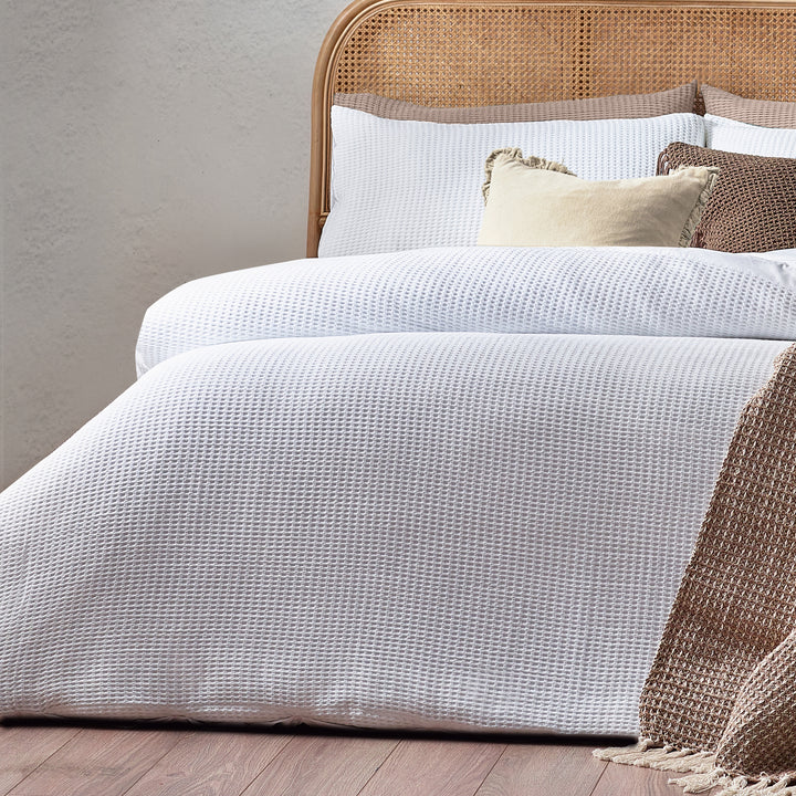 Chunky Waffle King Size Duvet Set White - image 4