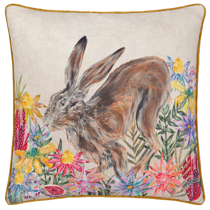 COUNTRY WILDS BLOSSOM HARE 45X45 CUSHION CASE MULTI