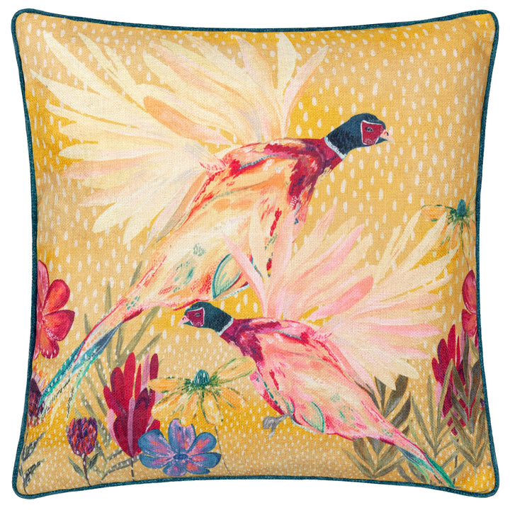 COUNTRY WILDS PHEASANTS BLOOM 45X45 CUSHION CASE GOLD