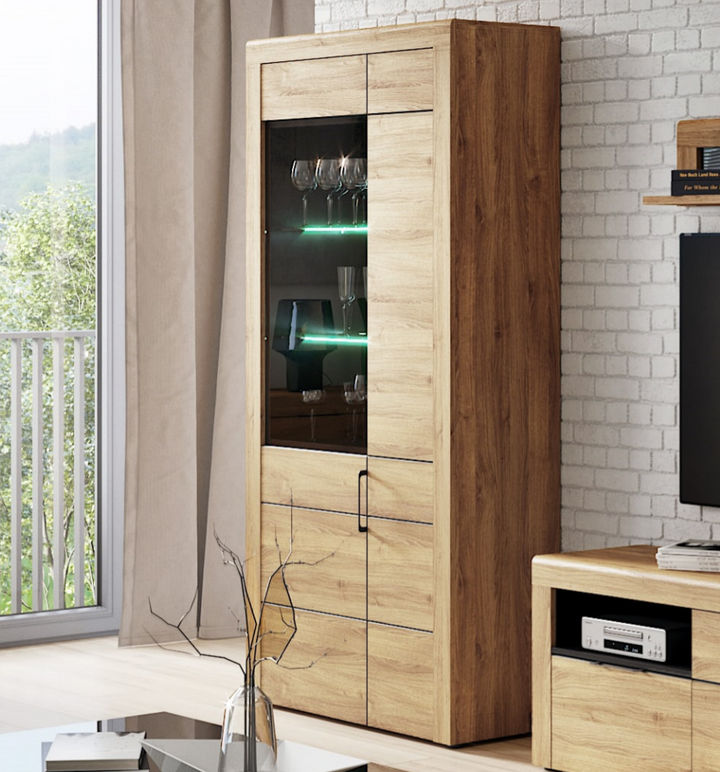 Violet Large Oak Effect 2 Door Display Cabinet
