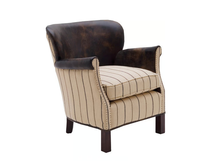 Harrow Chair, Chair, Ticking Stripe, Brown/Light Neutral/Patterned