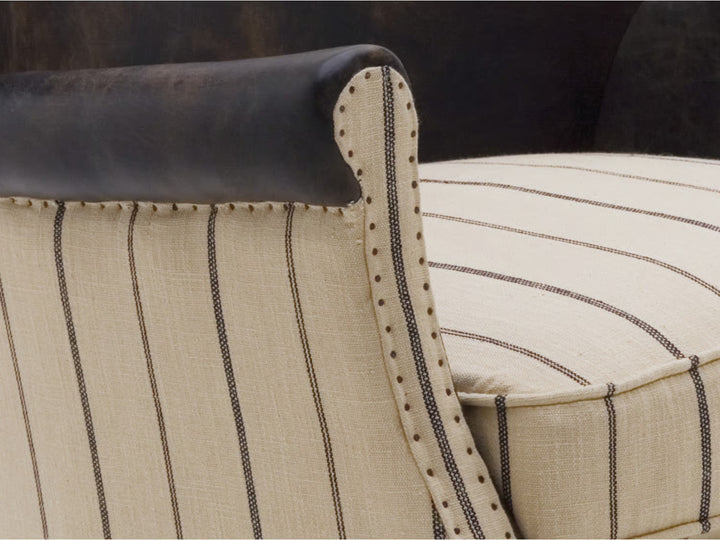 Harrow Chair, Chair, Ticking Stripe, Brown/Light Neutral/Patterned
