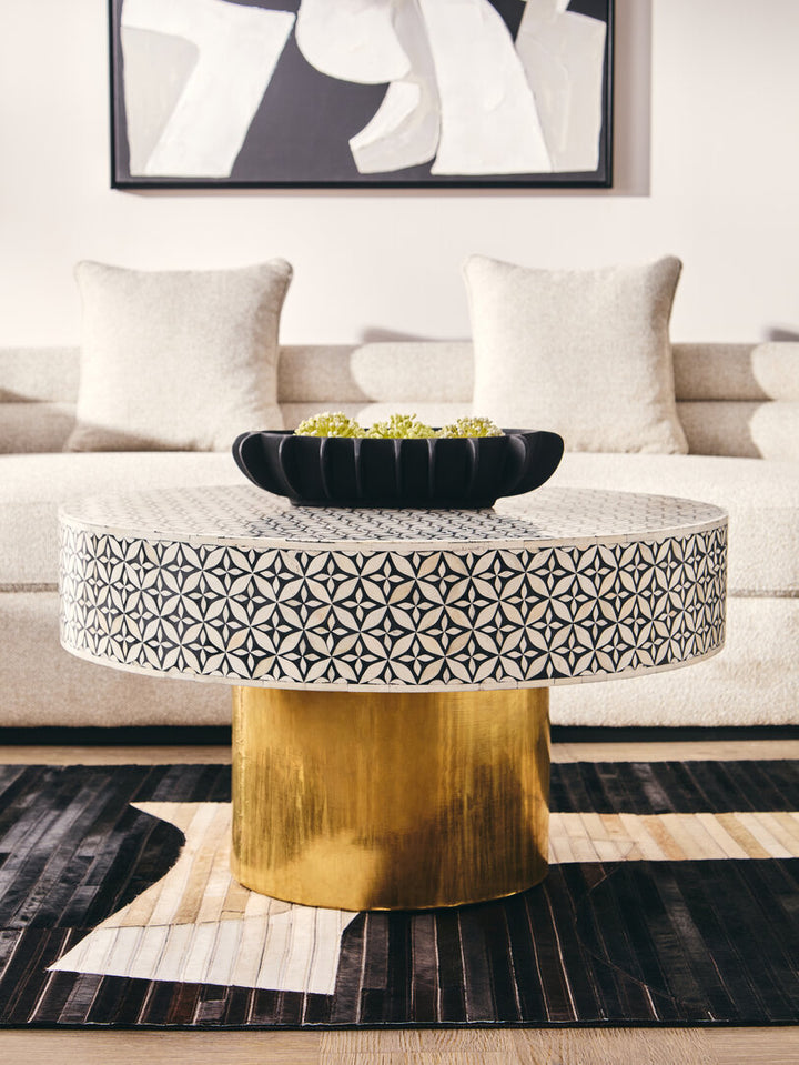 Jasper Round Coffee Table With Gold Base