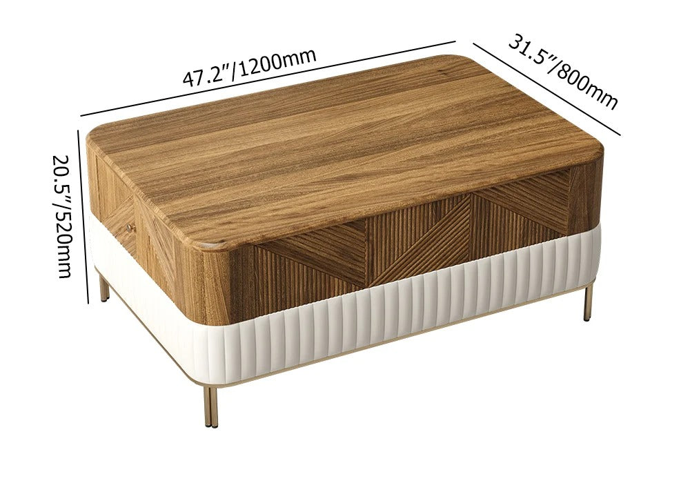 Carved Walnut Wood Rectangular Coffee Table