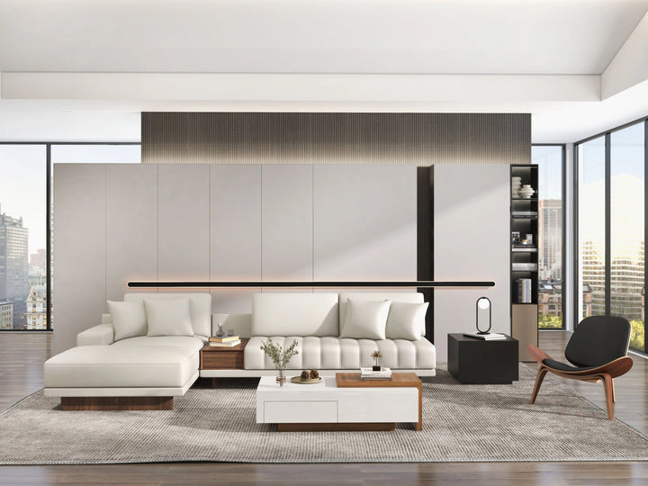 White & Walnut Extendable Rectangle Coffee Table