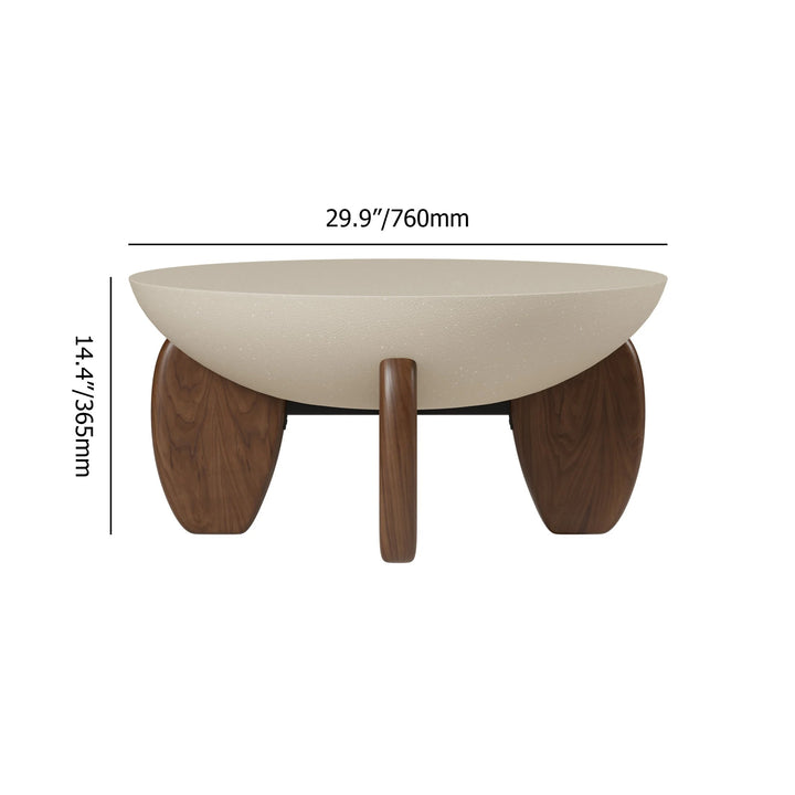 Concrete bowl Coffee Table with Wood Legs