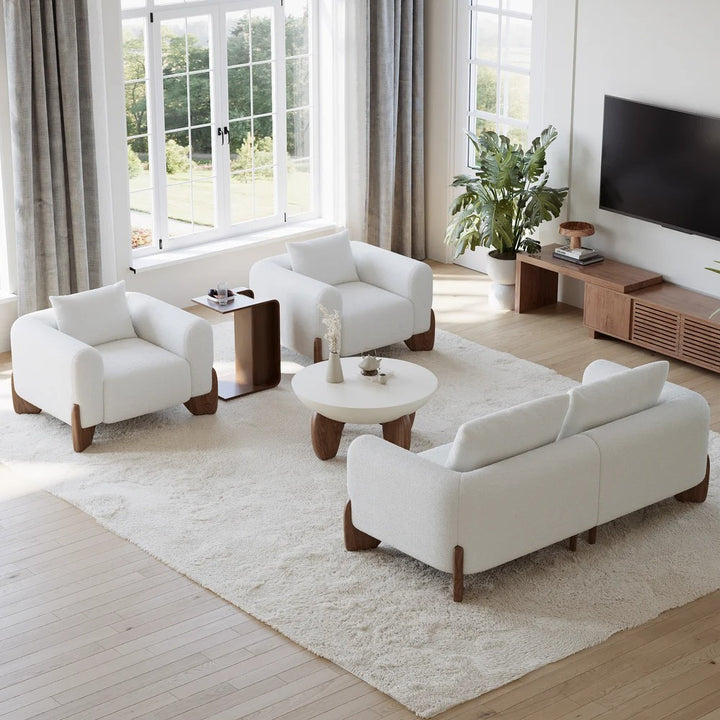 Concrete bowl Coffee Table with Wood Legs