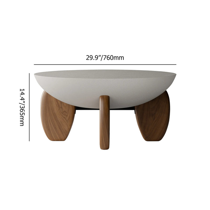 Concrete bowl Coffee Table with Wood Legs