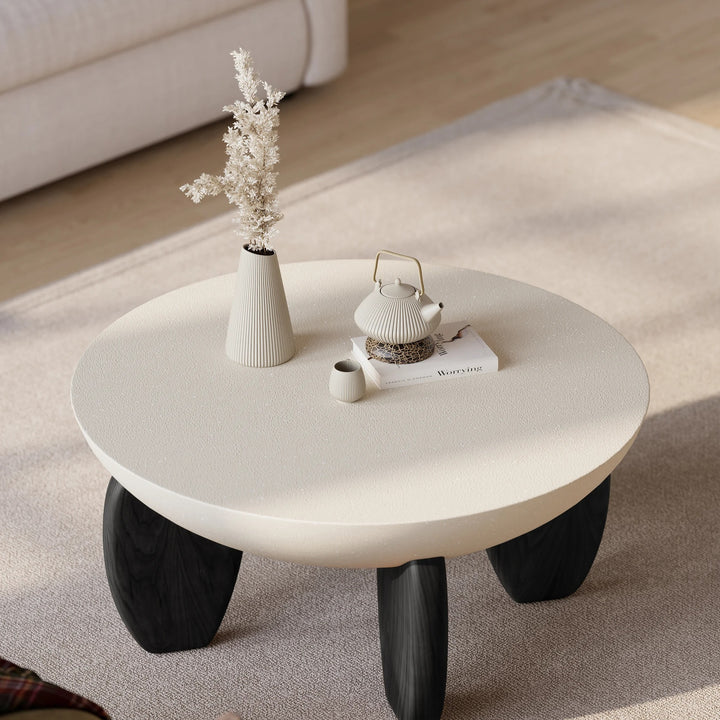 Concrete bowl Coffee Table with Wood Legs