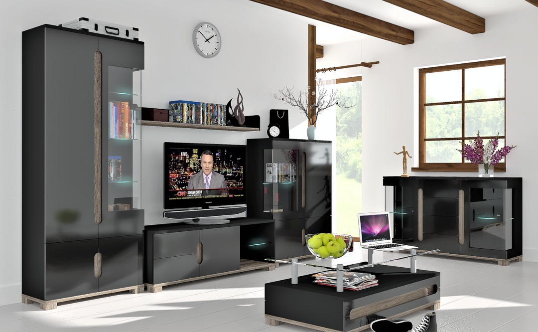 Tulip TV unit Black Gloss