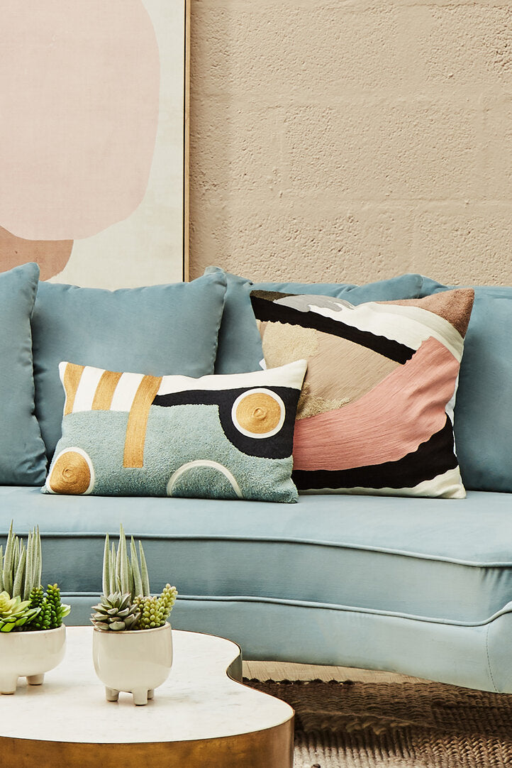 Ozella Pink Grey And Blue Cushion