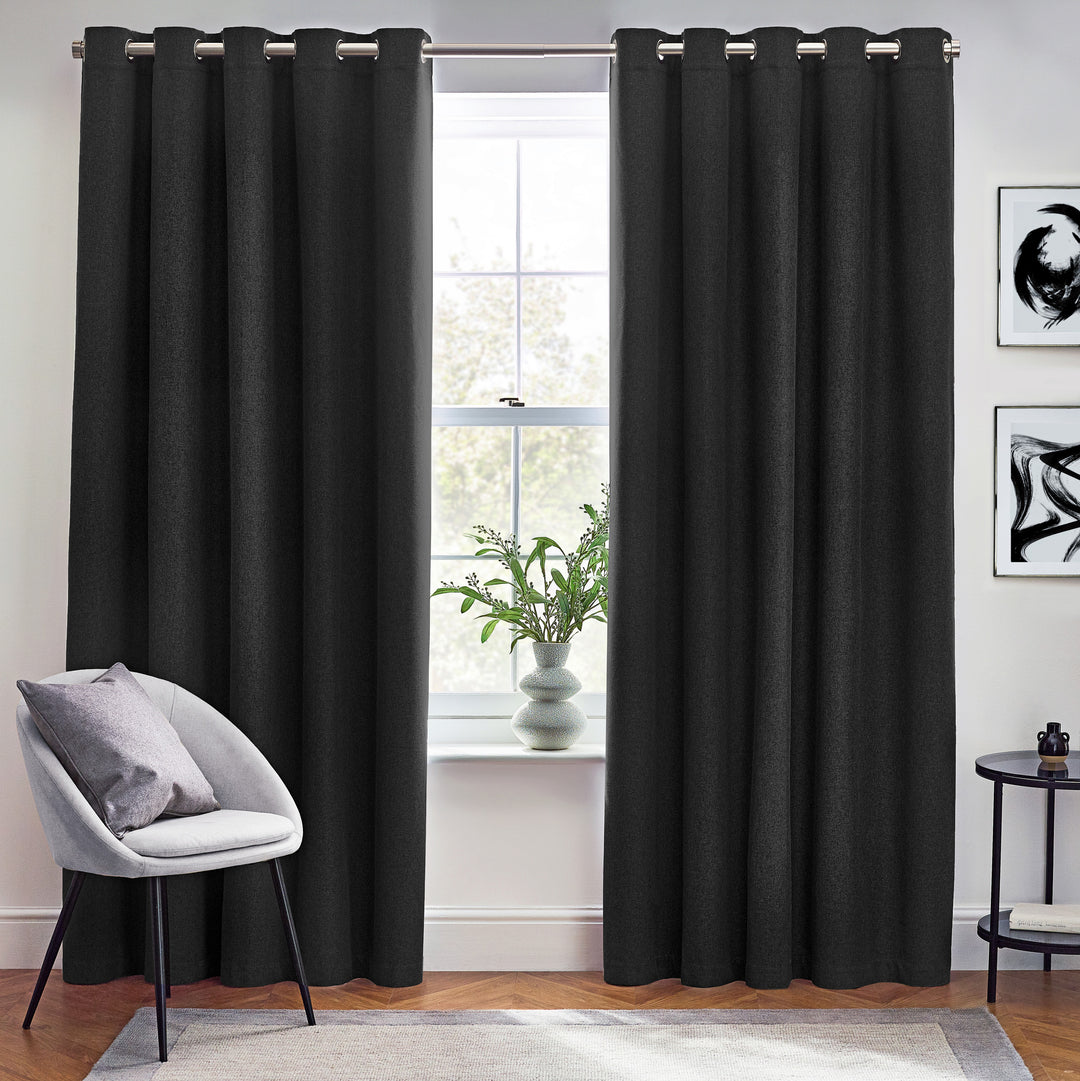 DAWN 229X137 EYELET CURTAIN BLACK