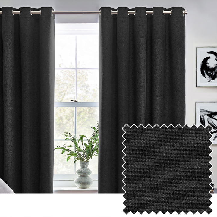 DAWN 229X137 EYELET CURTAIN BLACK