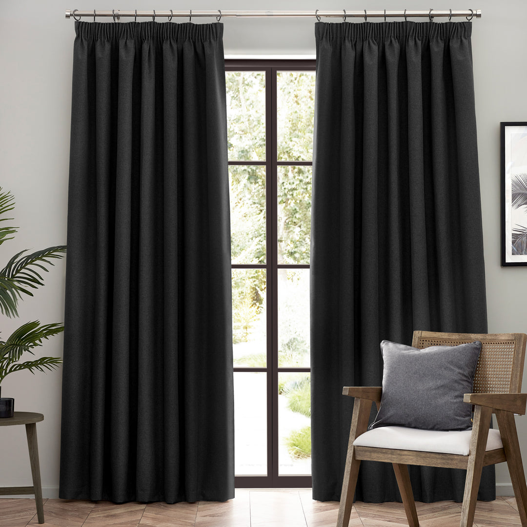 DAWN 117X137 PENCIL PLEAT CURTAIN BLACK