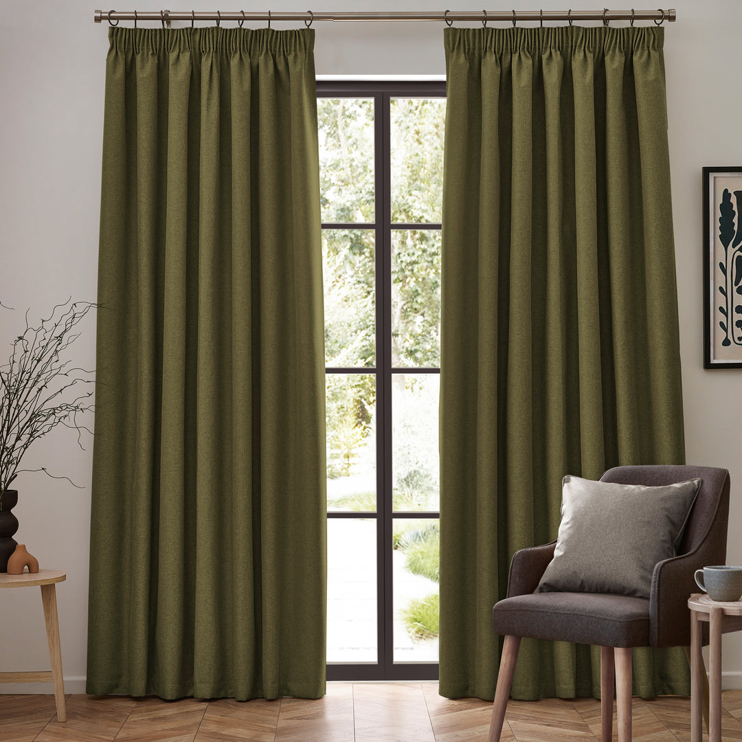 DAWN 117X137 PENCIL PLEAT CURTAIN OLIVE