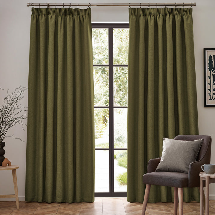 DAWN 117X137 PENCIL PLEAT CURTAIN OLIVE