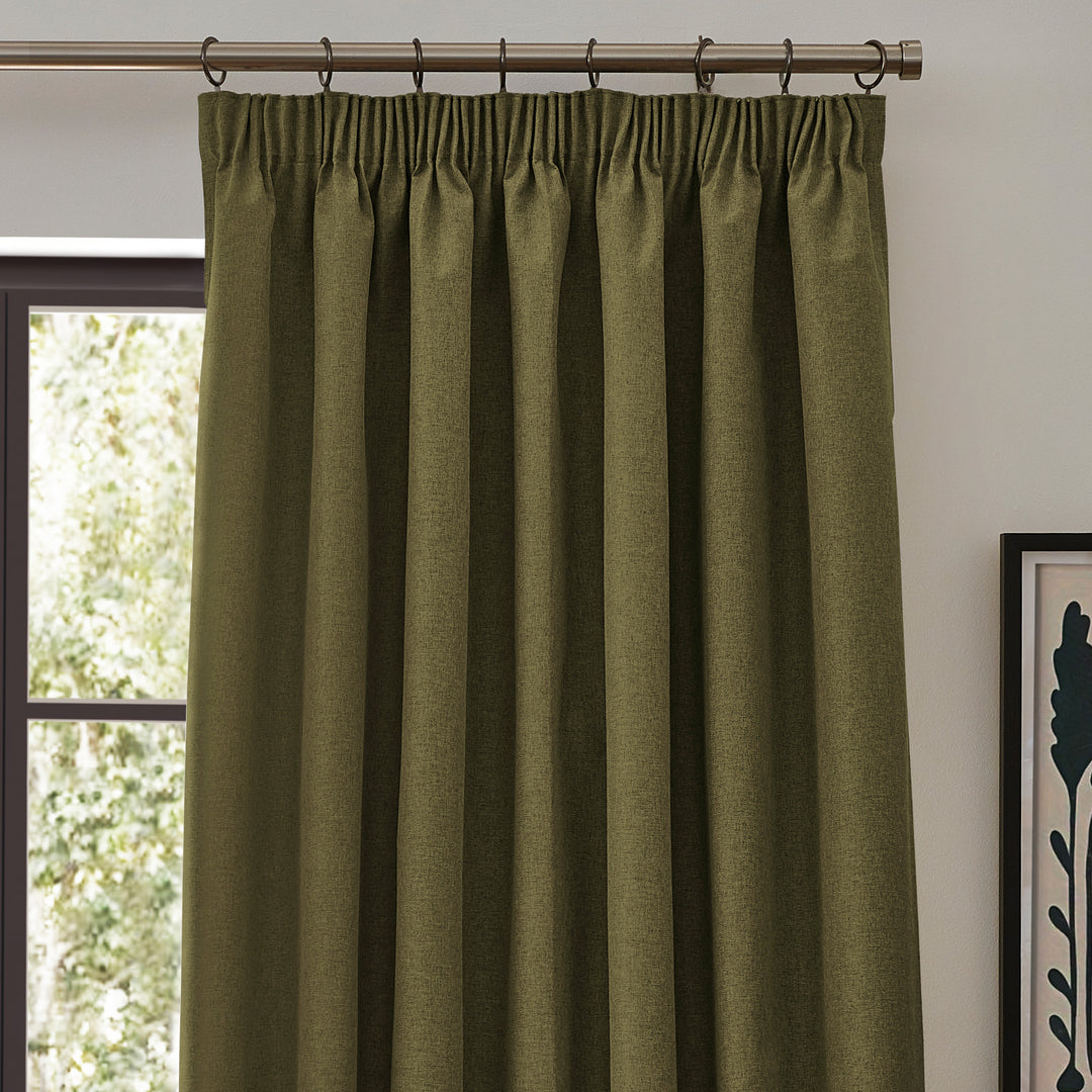 DAWN 117X137 PENCIL PLEAT CURTAIN OLIVE