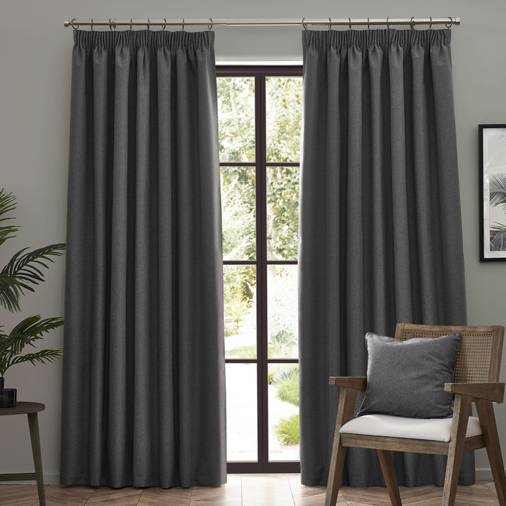 DAWN 117X183 PENCIL PLEAT CURTAIN CHARCOAL
