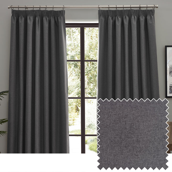 DAWN 117X183 PENCIL PLEAT CURTAIN CHARCOAL