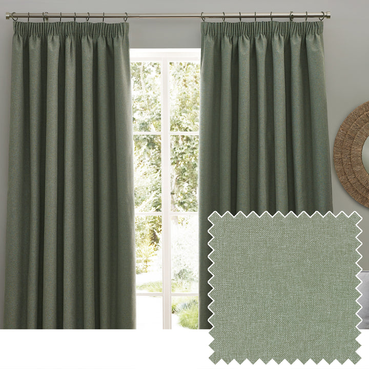 Dawn 168x183 Pencil Pleat Curtain Eucalyptus