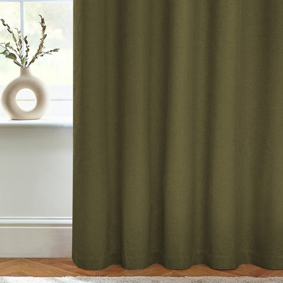 DAWN 117X137 EYELET CURTAIN OLIVE