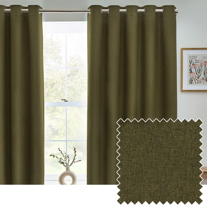 DAWN 117X137 EYELET CURTAIN OLIVE