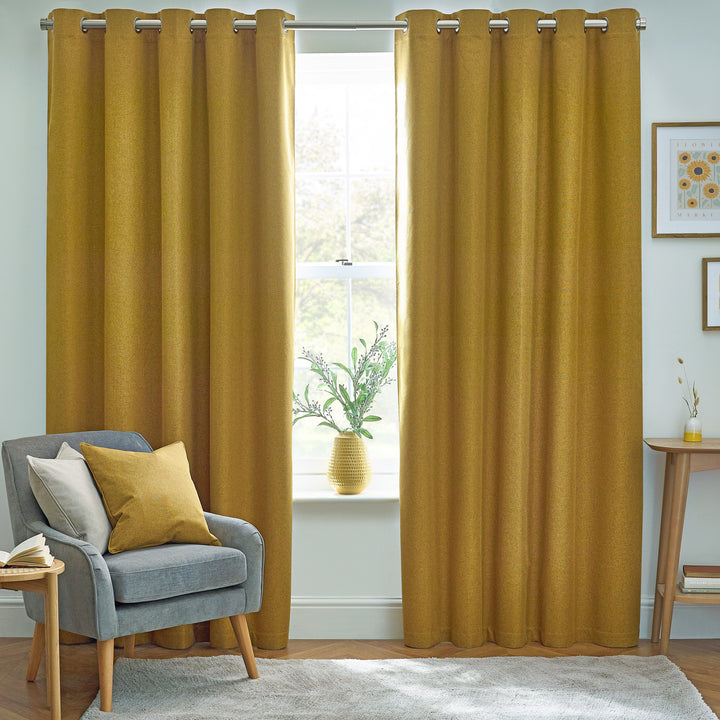 DAWN 117X183 EYELET CURTAIN MUSTARD