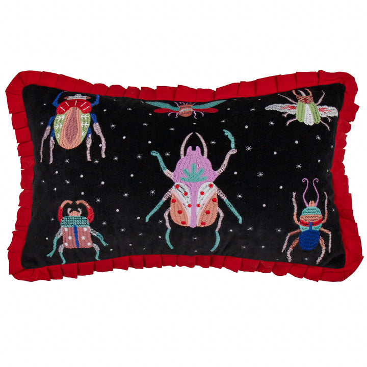 DARKLING BEETLES 30X50 CUSHION CASE CRIMSON/BLACK