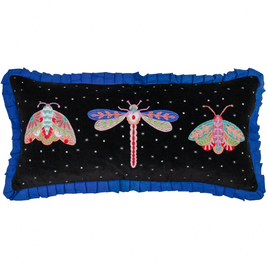 Darkling Beetles 30x65 Cushion Case Cobalt/Black