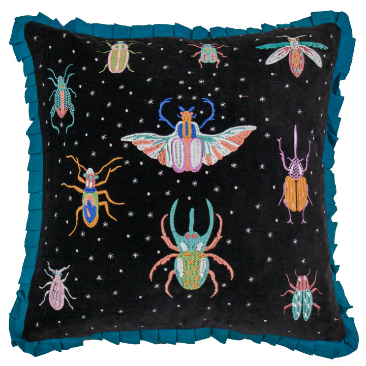 DARKLING BEETLES 50X50 CUSHION CASE TEAL/BLACK
