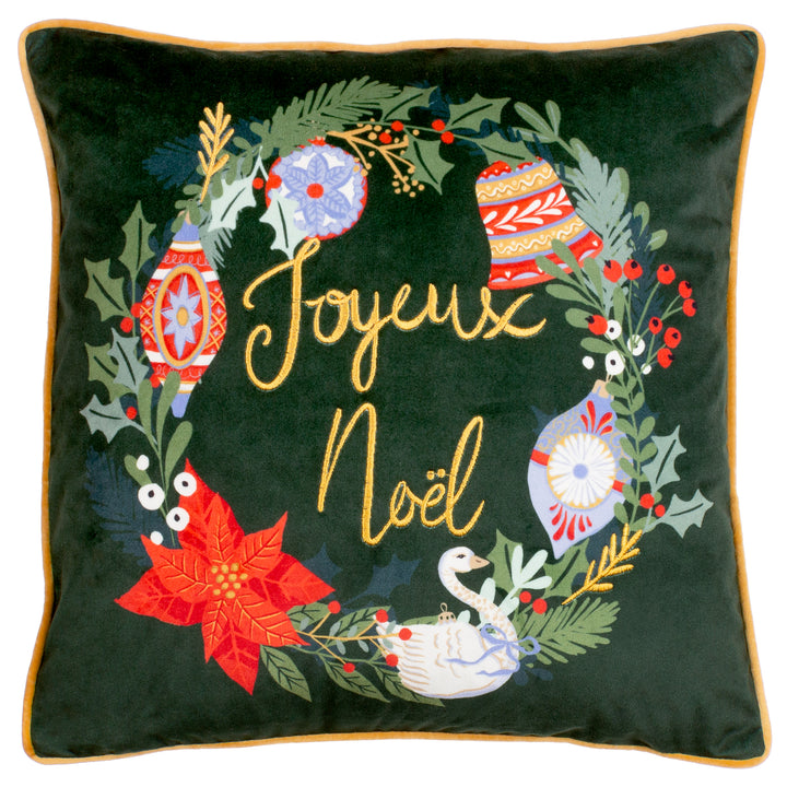 DECK THE HALLS 43X43 CUSHION CASE PINE GREEN