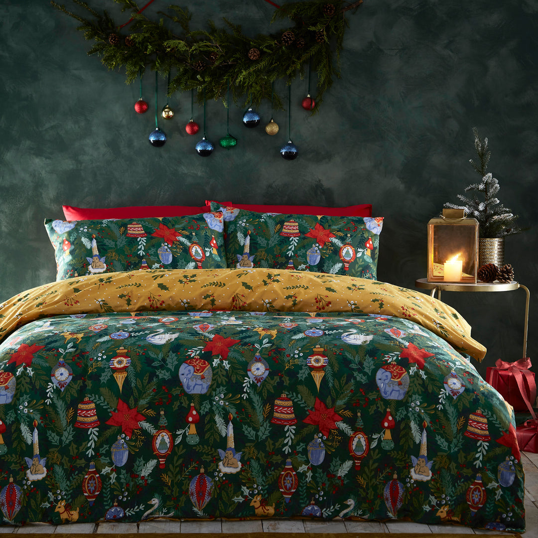 Deck The Halls Single Duvet Set Pine Green - image 2