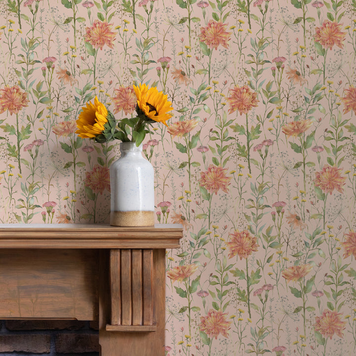 Delamere Wallpaper Apricot Sample