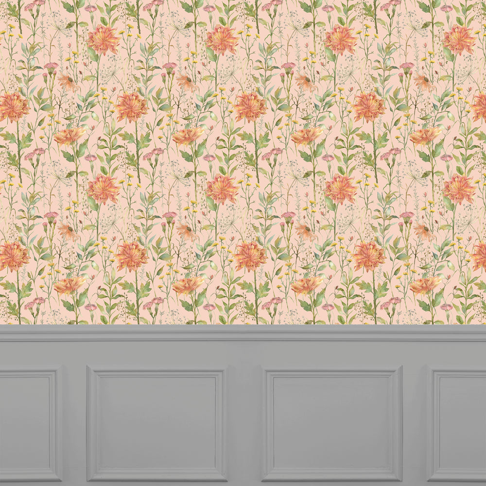 Delamere Wallpaper Apricot Sample - image 2