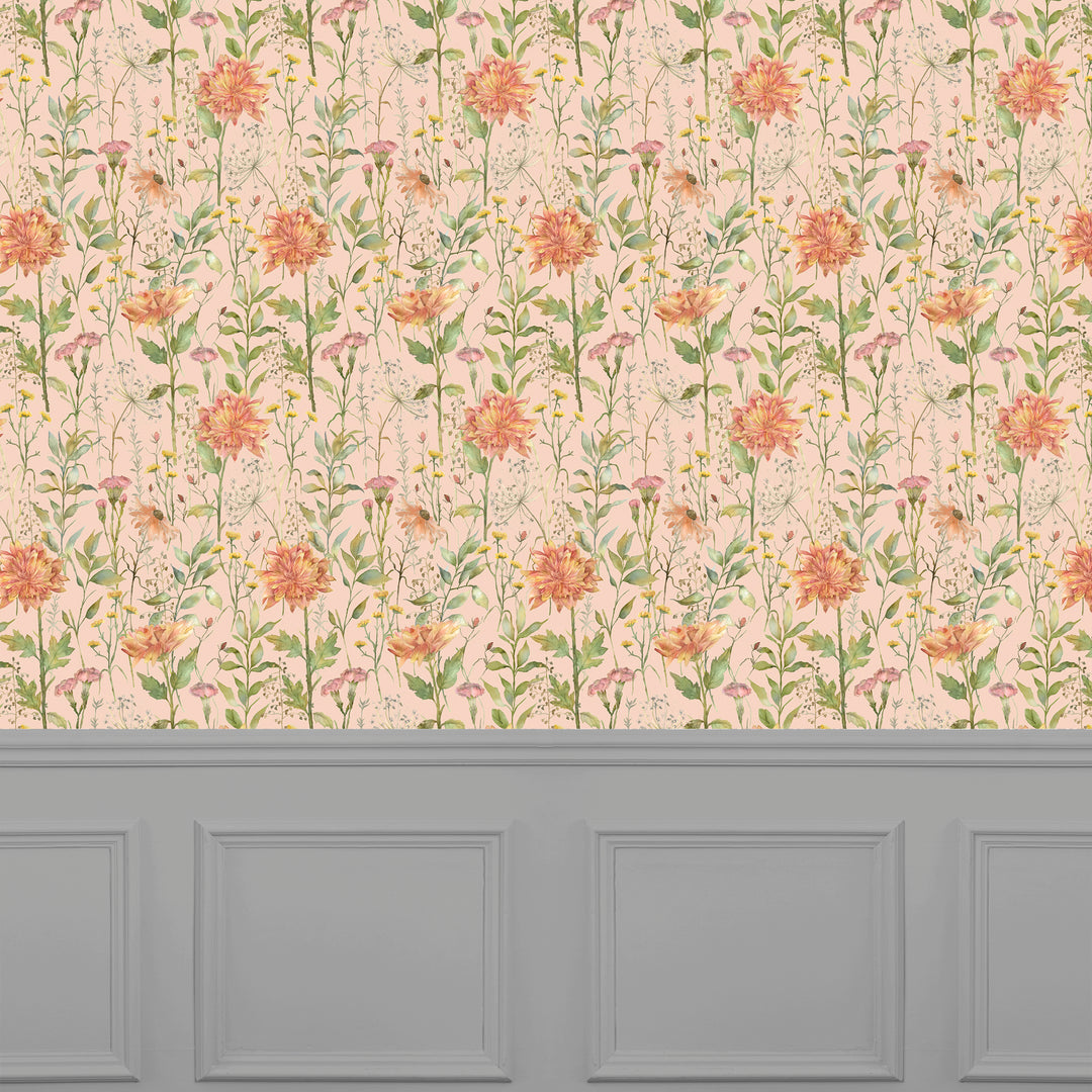 Delamere Wallpaper Apricot Sample - image 2