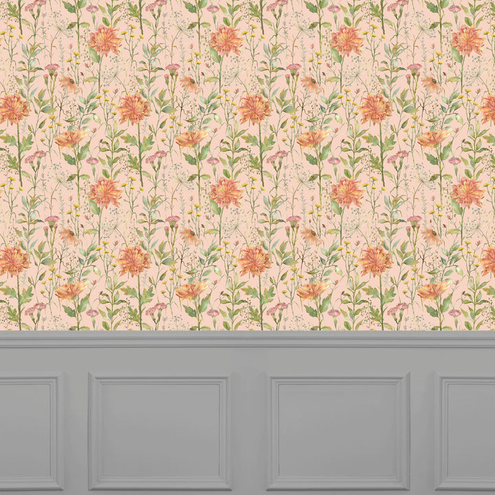Delamere Wallpaper Apricot Sample - image 2