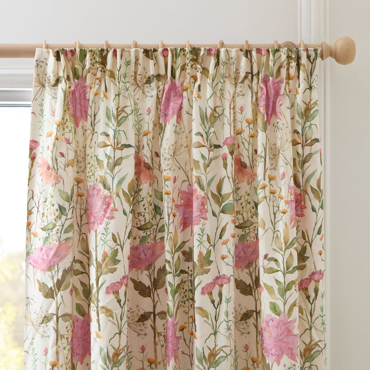 DELAMERE BLOSSOM 117X137 PENCIL PLEAT CURTAINS PINK