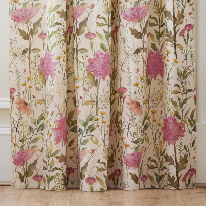 DELAMERE BLOSSOM 117X137 PENCIL PLEAT CURTAINS PINK
