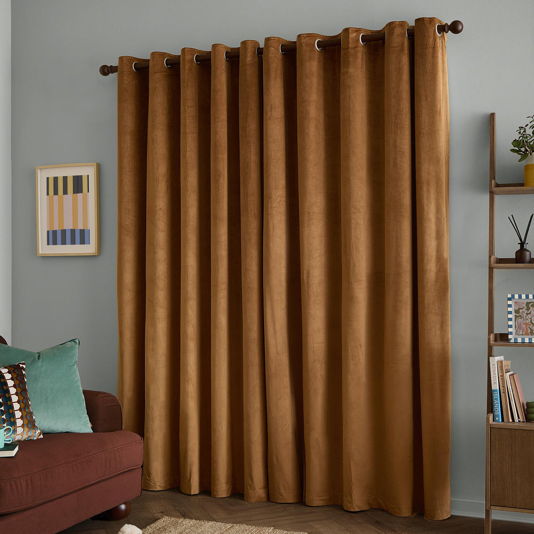 The Ultimate Velvet Blackout 229x137 Eyelet Curtains Caramel - image 5