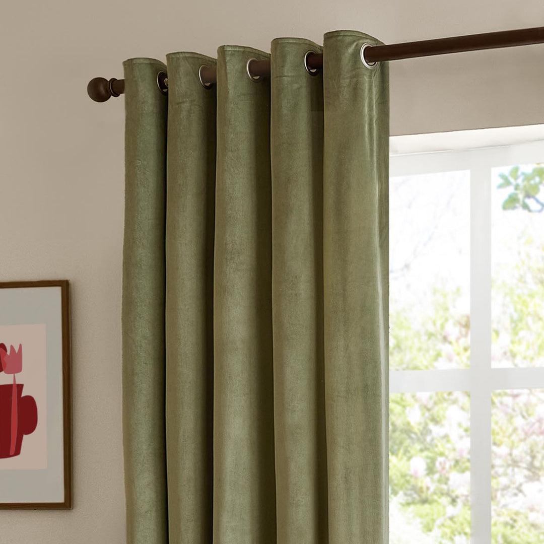 The Ultimate Velvet Blackout 229x137 Eyelet Curtains Green - image 3