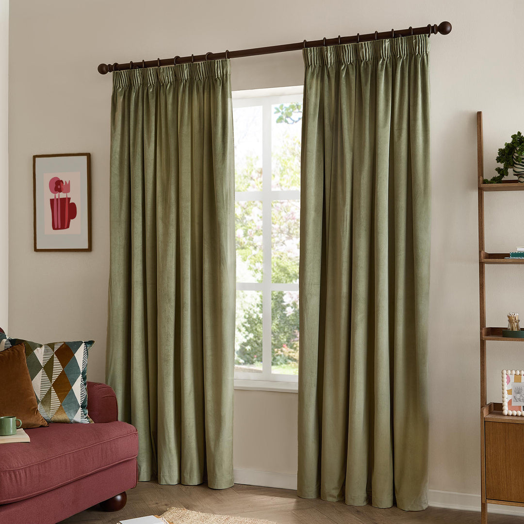 The Ultimate Velvet Blackout 117x183 Pencil Pleat Curtains Green - image 4